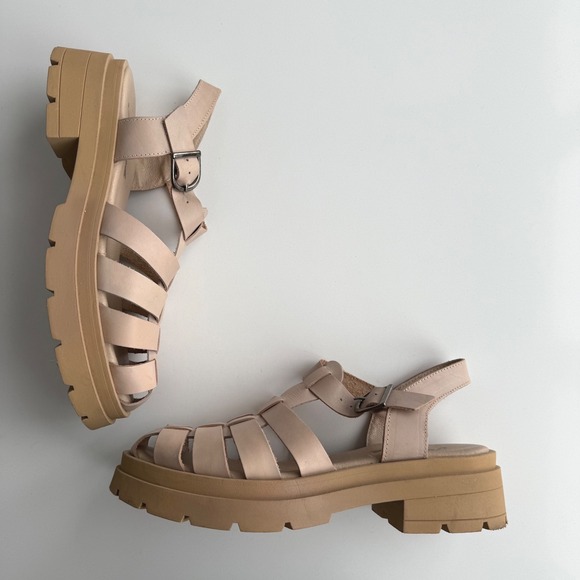 Free People EUC Delaney Chunky Pink Beige Fisherman Sandal EU 41 US 10 10.5 - Picture 2 of 8